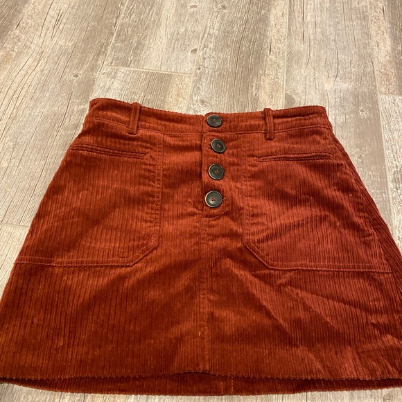Burnt Orange Skirt- corduroy with buttons - Picture 2 of 3